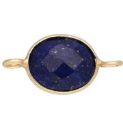 Intercalaire ovale 18x9 mm en pierre gemme - Doré à l'or fin - Lapis lazuli x1|raw }}