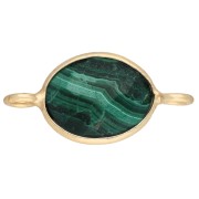 Intercalaire ovale 18x9 mm en pierre gemme - Doré à l'or fin - Malachite x1|raw }}