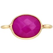 Intercalaire ovale 18x9 mm pierre gemme teintée Doré à l'or fin - Calcedoine Rose|raw }}