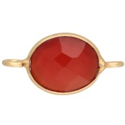 Intercalaire ovale 18x9 mm pierre gemme teintée - Doré à l'or fin - Onyx Rouge x1|raw }}