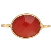 Intercalaire ovale pierre gemme teintée 10x8 mm - Doré à l'or fin - Onyx Rouge x1