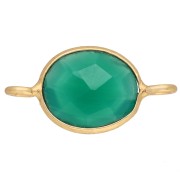 Intercalaire ovale 18x9 mm pierre gemme teintée - Doré à l'or fin - Onyx Vert x1