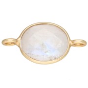 Intercalaire ovale 18x9 mm en pierre gemme - Doré à l'or fin - Pierre de lune x1|raw }}