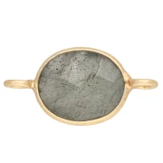 Intercalaire ovale en pierre gemme 10x8 mm - Doré à l'or fin - Labradorite x1