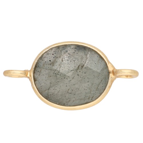 Intercalaire ovale 18x9 mm en pierre gemme - Doré à l'or fin - Labradorite x1