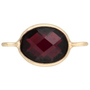 Intercalaire ovale 18x9 mm en pierre gemme - Doré à l'or fin - Grenat x1|raw }}