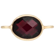 Intercalaire ovale en pierre gemme 10x8 mm - Doré à l'or fin - Grenat x1