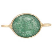 Intercalaire ovale 18x9 mm en pierre gemme - Doré à l'or fin - Aventurine x1|raw }}