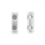 Perles barres texturés 2 trous 10x3 mm - Placage Argent fin vieilli x4