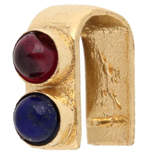 Attache pendentif 9 mm avec pierre gemme - Doré à l'or fin - Grenat - Lapis lazuli