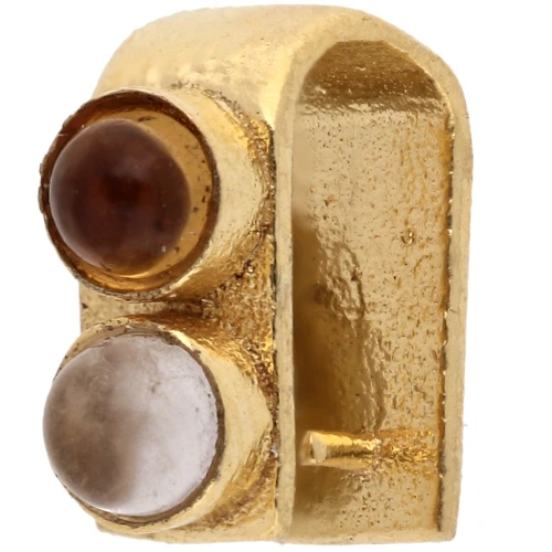 Attache pendentif 9 mm avec pierre gemme - Doré à l'or fin - Citrine - Quartz rose