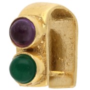 Attache pendentif 9 mm avec pierre gemme - Doré à l'or fin - Amethyste - Onyx vert