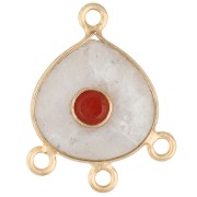 Pendentif chandelier 23x19 mm gemme - Doré Or fin - Pierre de lune - Cornaline