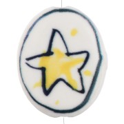 Perle ovale 19.5x16 mm en céramique - motif étoile - Blanc - Jaune x1|raw }}