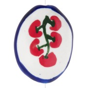Perle ovale 22x16.5 mm en céramique - motif tomates - Blanc - Rouge - Bleu x1|raw }}