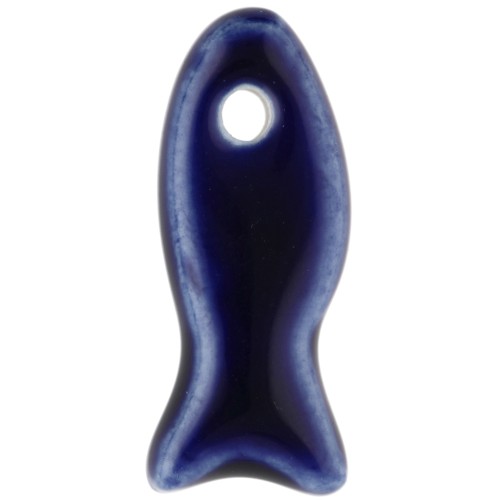 Pendentif poisson 25x10 mm en céramique - Bleu foncé x1