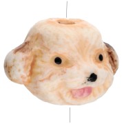 Perle tête de chien 12.5x18 mm en céramique - Beige x1