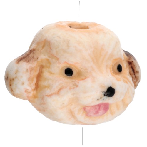 Perle tête de chien 12.5x18 mm en céramique - Beige x1