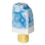 Perle glace 15x8 mm en céramique - Bleu - Blanc x1