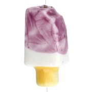 Perle glace 15x8 mm en céramique - Violet - Blanc x1