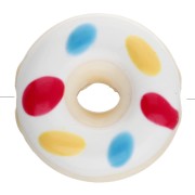 Perle donuts 18.5 mm en céramique - Blanc - Rouge - Jaune - Bleu x1