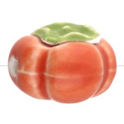 Perle tomate 16 mm en céramique - Orange - Vert x1