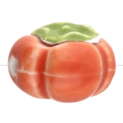 Perle tomate 16 mm en céramique - Orange - Vert x1