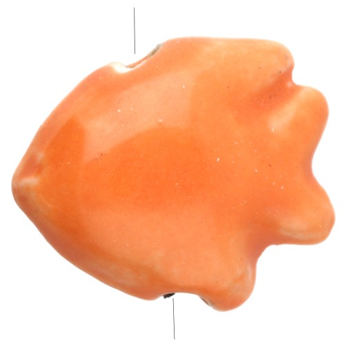 Perle poisson 17x20 mm en céramique - Orange x1