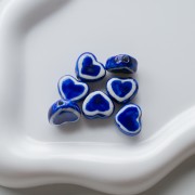 Perle coeur 12x14 mm en céramique - Bleu x1