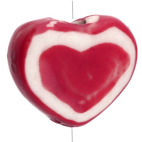 Perle coeur 12x14 mm en céramique - Rouge x1