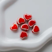 Perle coeur 12x14 mm en céramique - Rouge x1