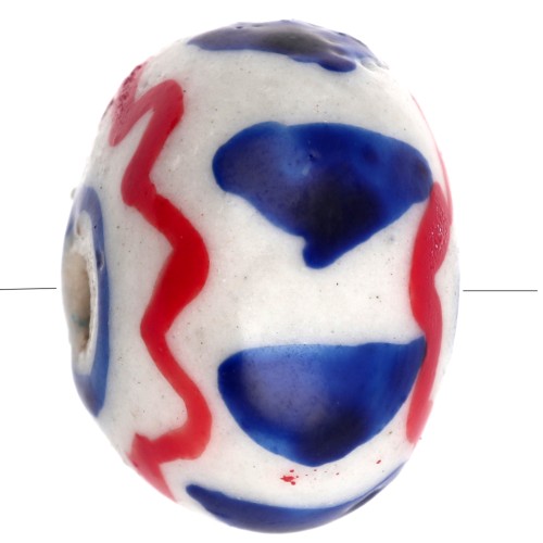 Perle rondelle 15x10.5 mm en céramique - Bleu foncé - Rouge x1