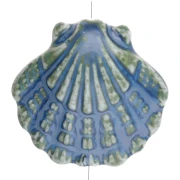 Perle coquillage 26x27.5 mm en céramique - Bleu - Vert x1