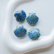 Perle coquillage 26x27.5 mm en céramique - Bleu - Vert x1