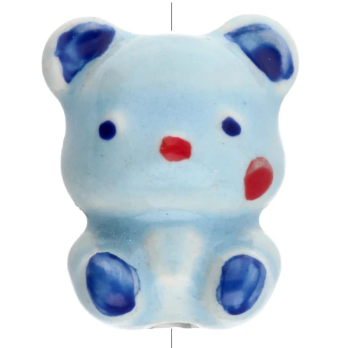 Perle ourson 19.5x16 mm en céramique - Multi Bleu x1