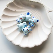 Perle ourson 19.5x16 mm en céramique - Multi Bleu x1