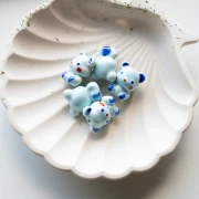 Perle ourson 19.5x16 mm en céramique - Multi Bleu x1
