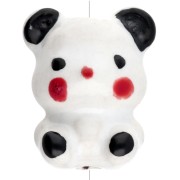 Perle ourson 19.5x16 mm en céramique - Blanc - Noir x1