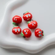 Perle pomme 17 mm en céramique - Rouge x1