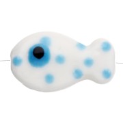Perles poisson 11x19.5 mm en céramique - Blanc à pois Bleu ciel x1|raw }}