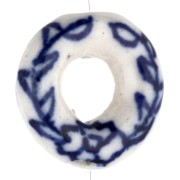 Perle donuts 18.5 mm en céramique - motif flloral - Blanc - Bleu x1|raw }}