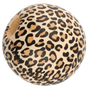 Perles rondes en bois 16 mm - Motif léopard - Beige - Marron - Noir x10