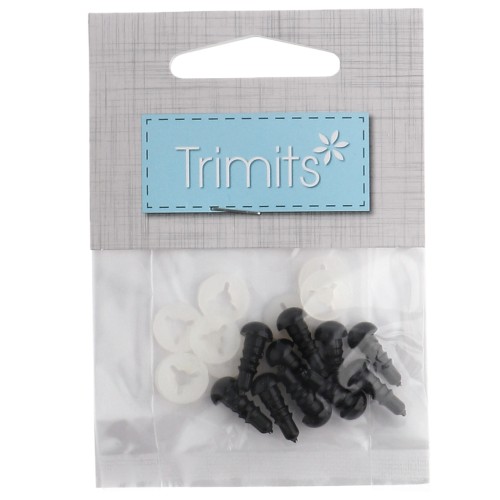 Yeux de sécurité en plastique - pour peluche et amigurumi - 6 mm - Noir x5 paires