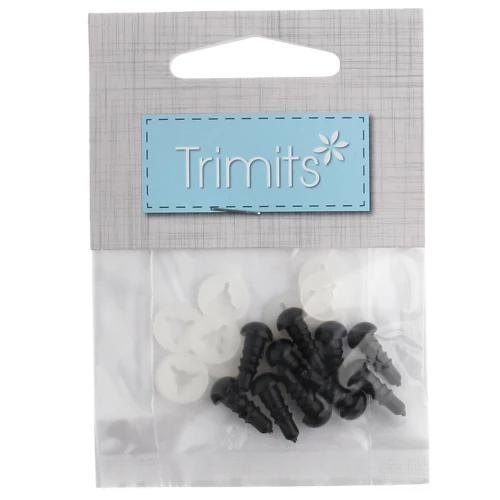 Yeux de sécurité en plastique - pour peluche et amigurumi - 6 mm - Noir x5 paires