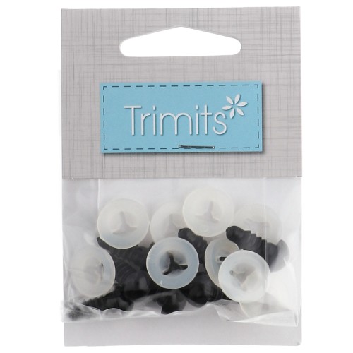 Yeux de sécurité en plastique - pour peluche et amigurumi - 9 mm - Noir x4 paires