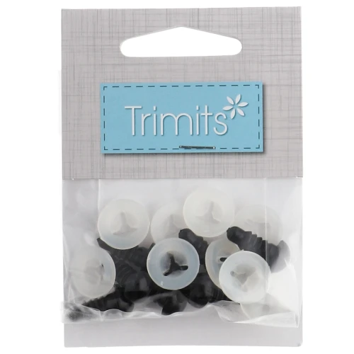 Yeux de sécurité en plastique - pour peluche et amigurumi - 9 mm - Noir x4 paires