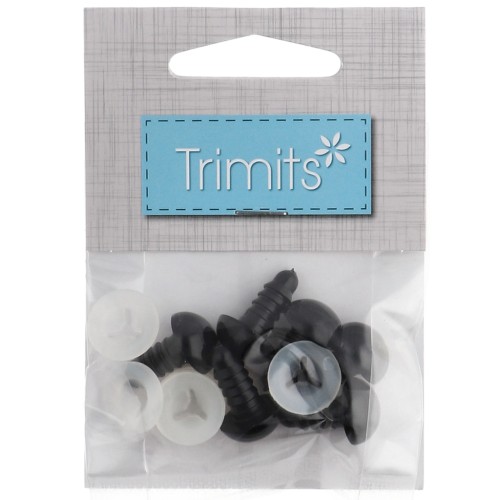 Yeux de sécurité en plastique - pour peluche et amigurumi - 12 mm - Noir x3 paires
