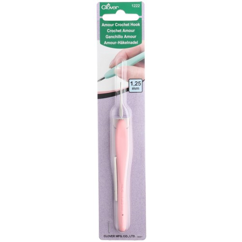 Crochet Clover Amour n°4 en acier 1,25 mm avec manche Rose Pastel x1