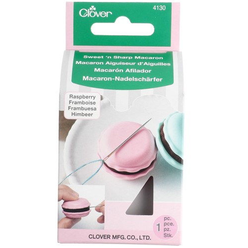 Aiguiseur d'aiguilles et porte aiguilles Clover en forme de macaron - Framboise x1