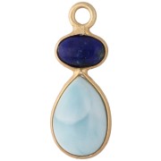 Pendentif géométrique 20x8 mm - Doré à l'or fin - Larimar - Lapis lazuli x1